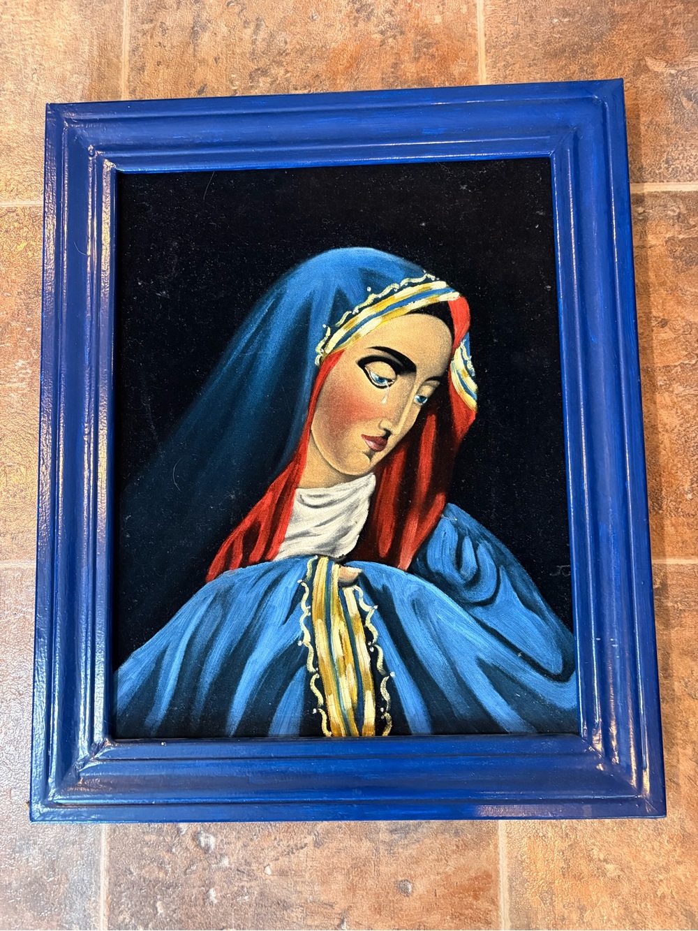 Vintage velvet painting- Virgin Mary